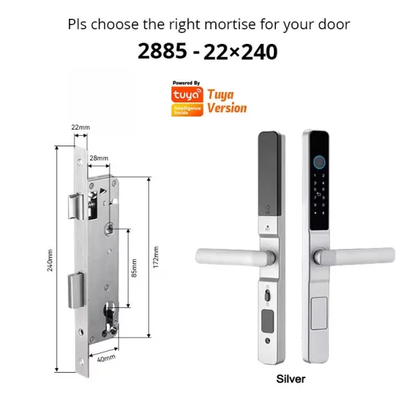 Sc0651fd1c3334e00be26ca65356d7816q.webp Smart Door Lock Waterproof Aluminum Electronic Sliding Door Lock Tuya Fingerprint Biometric Password NFC Card Remote APP Control