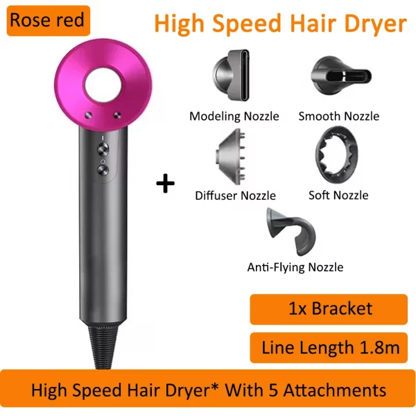 5 in 1 Super Hair Dryer Leafless Air Blower Electric lonic Diffuser Hairdryer Woman Professional 1.8M High Speed Hair Dryer