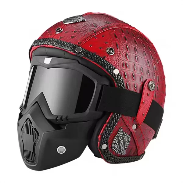Retro Helmet Motorcycle Open Face Helmets PU Leather Casco Moto Helmet Vintage Capacete De Moto Motorcycle Equipments ECE DOT