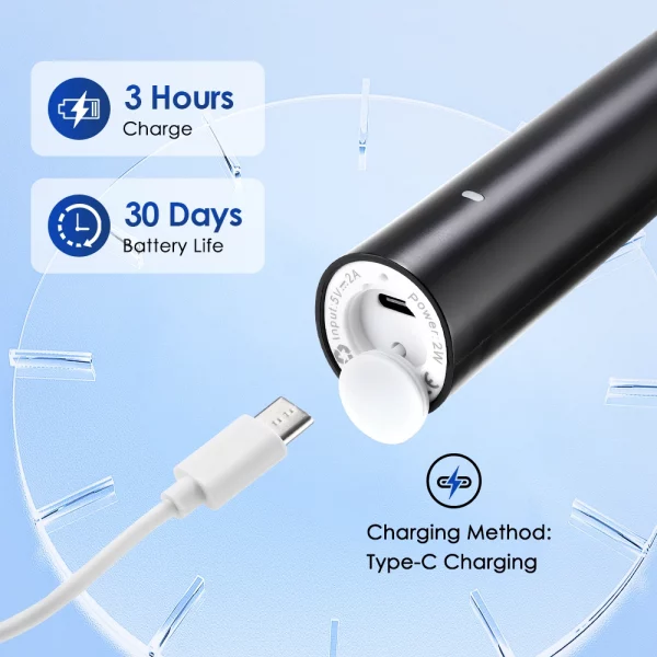 Sonic Electric Toothbrush Rechargeable Rotary Adult Waterproof with Timer 5 Modes & 4 Replaceable Brush Heads for Teeth Cleaning