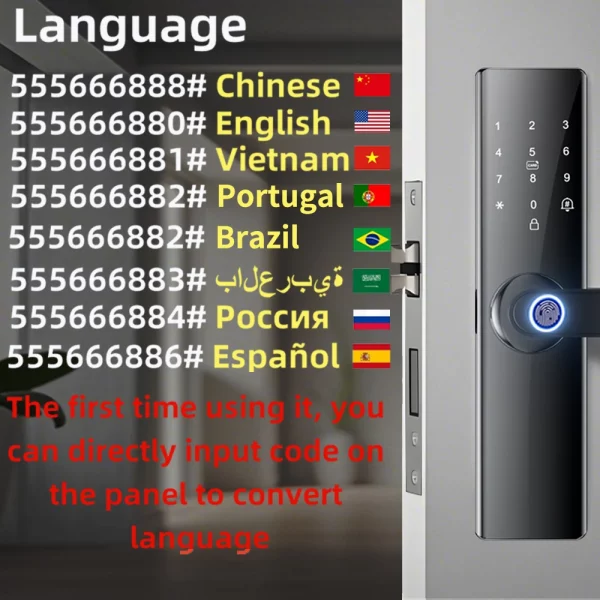 Scb3d56e627f948918a7261998a18cc64y.webp Smart Electronic Door Lock Fingerprint Biometrics Application Control Smart Card Key Access and USB Emergency Charging Smartlock