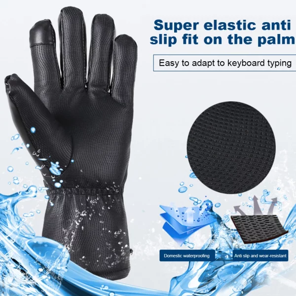Rechargeable Heated Gloves 3 Temperature Levels Waterproof Electric Winter Gloves Hand Warmer for Outdoor Cycling Skiing Hiking