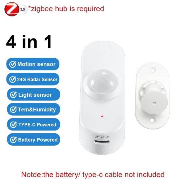 Smart Zigbee Human Presence Sensor 24G Mmwave Radar Motion Light Detector Smart Home Optional Temperature And Humidity Detection