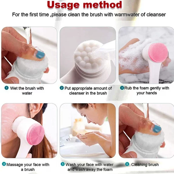 Scf17e42e298b43b183026146c809e7e7g.webp Silicone Facial Facial Cleansing Brush Manual Massage Facial Cleansing Brush Soft Bristles Silicone 3D Double-Sided Face Brushes