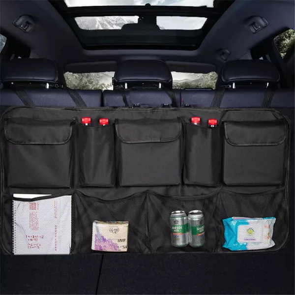 Sd03f7aa4110f4ecfa3734994df7296e3v.webp Car Trunk Organizer Adjustable Backseat Storage Bag Net High Capacity Multi-use Oxford Automobile Seat Back Organizers Universal