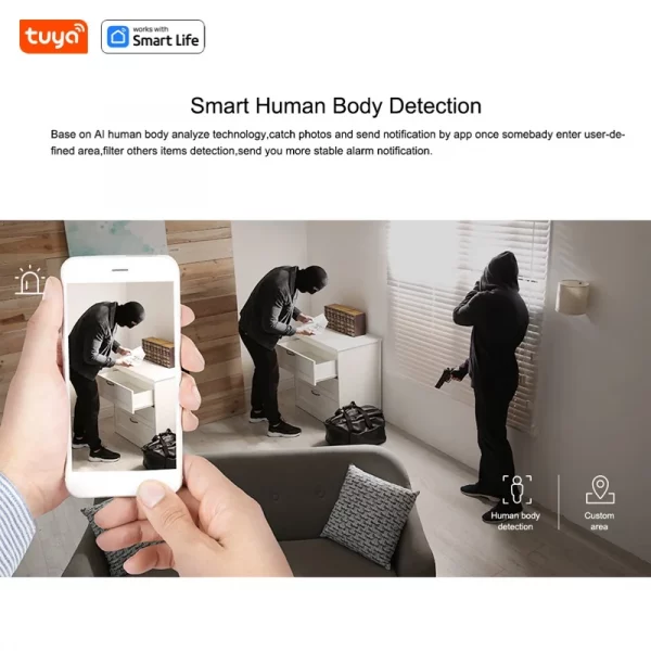 Sd0e0b26a442b458aa305242769ea5a90z.webp Tuya Smart 1080p Wi-Fi Smart Home Security Camera 2MP, HD,Real-time APP Alerts, 2-Way Audio, with Motion Tracking for Baby & Pet