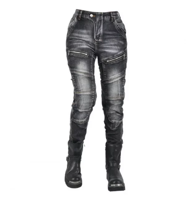 Womens zipper pants Motorcycle jeans Men's high elastic motorcycle riding rider pants Racing pants with protective
