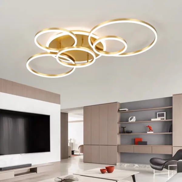 Smart Home Modern Round Design LED Ceiling Chandelier For Living Room Restaurant Bedroom Circle Rings Lighting Fixture Luminaire