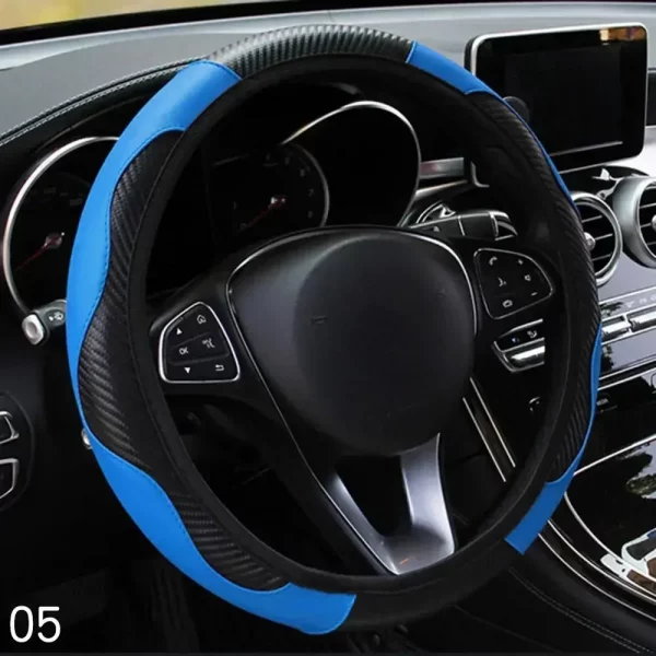 Car Steering Wheel Cover Breathable Anti Slip PU Leather Steering Covers Suitable 37-38cm Auto Decoration Car Accessories