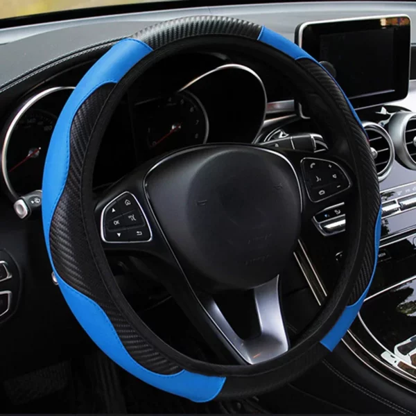Car Steering Wheel Cover Breathable Anti Slip PU Leather Steering Covers Suitable 37-38cm Auto Decoration Car Accessories