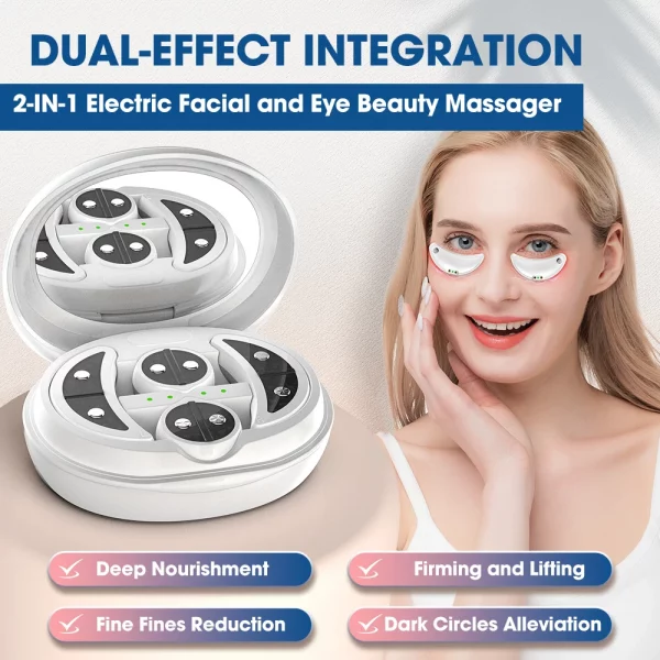 Eye Facial Massager Beauty Device Vibration 3 Levels EMS Instrument Dark Hot Circle Relieve Infrared Hot Compress Eye Firming