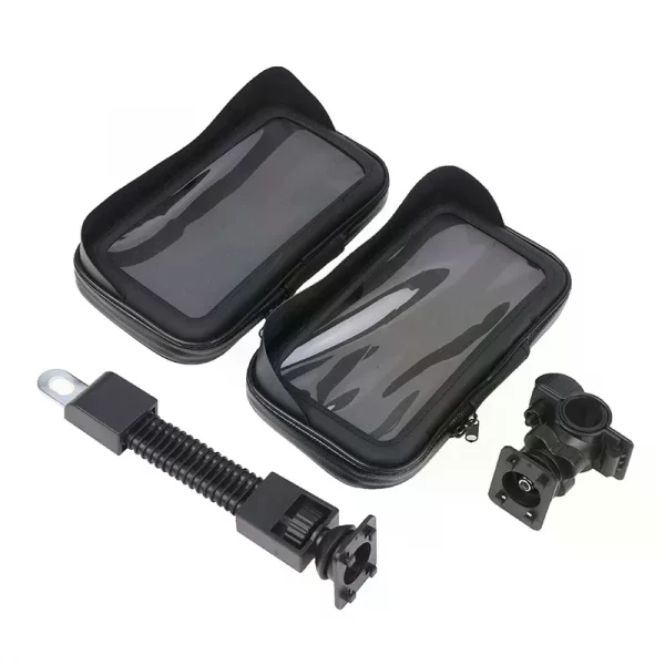 Motorcycle Handlebar Mount Phone Holder Waterproof Bike Phone Pouch With Sunvisor Rain Cover 360 Degree Rotating
