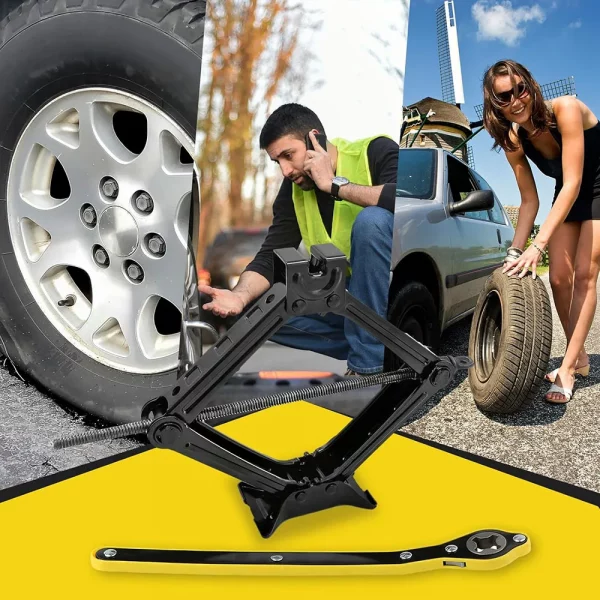 Se2ad8ee539e8476bbf40c2b1a98ed1bcz.webp 2T/3T Car Scissor Jack Auto Emergency Crank Lift Stand Labor-Saving Repair & Tire Replacement Tool with Wrench for SUV Vehicles