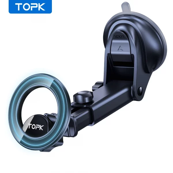 Se5c6c0b5b91b470e8631457c75d9e2974-1.webp TOPK Suction Cup Magnetic Car Phone Holder Universal Mount for Air Vent & Dashboard Windshield Hands Free Stand for Magsafe
