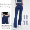Se73ac4a25e654eda8ac6dd064613a36dM.webp Yoga Jeans for Women Denim Pants Sexy Flared Trousers Lady Pants Hip Lifting and Cross Waist Design Indoor Sports Outdoor Flared