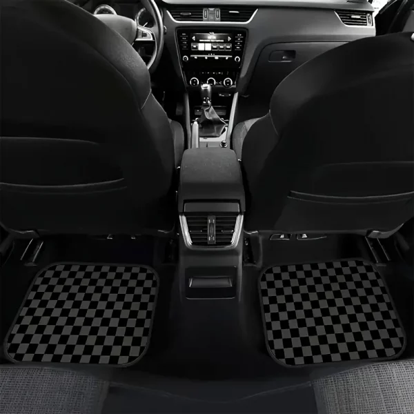 [Absorbent Car Floor Mats] 4pcs Universal Fit Car Floor Mats Set - Absorbent, Non-Slip, Washable Polyester Fiber - Checkered Pat