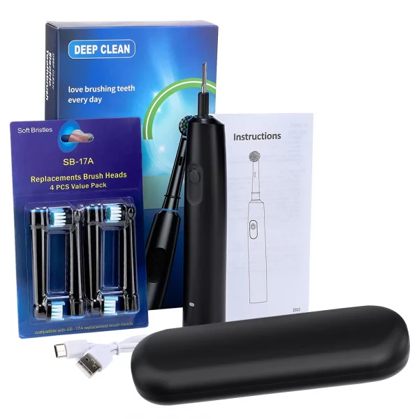 Sonic Electric Toothbrush Rechargeable Rotary Adult Waterproof with Timer 5 Modes & 4 Replaceable Brush Heads for Teeth Cleaning