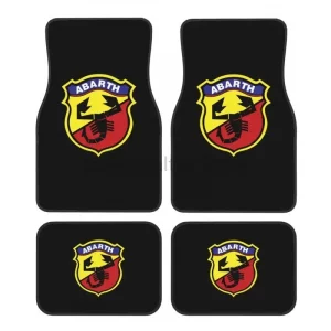 Custom Abarth C Cool Car Floor Mats of 4 Pieces Auto Front and Rear Foot Mats Universal Carpets with Non Slip Rubber Backing