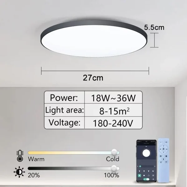 Smart Led Ceiling Lamp 36W 50W 220V Dimmable Modern Led Ceiling Lights With APP Remote Control For Bedroom Living Room