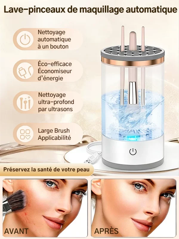 Makeup Brush Cleaner Machine USB Powered Electric Make-Up Brush Cleaner Dryer Dust-Proof for All Size Beauty Makeup Brushes Set