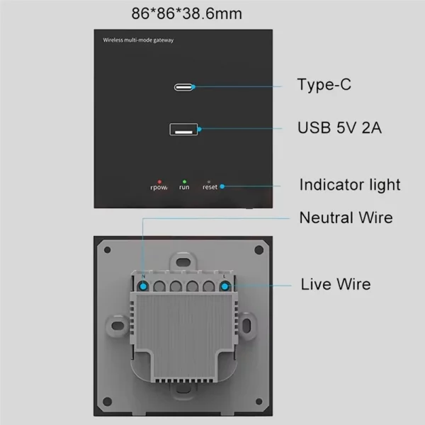 ABAC-Tuya Zigbee Multi-Mode Wall Gateway Hub For Smart Home, Wifi Bridge, Bluetooth Mesh, Smart Life Remote Control Works