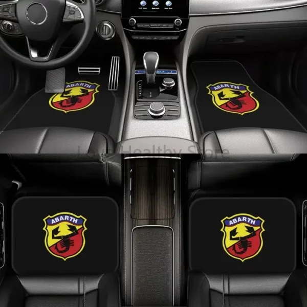 Custom Abarth C Cool Car Floor Mats of 4 Pieces Auto Front and Rear Foot Mats Universal Carpets with Non Slip Rubber Backing