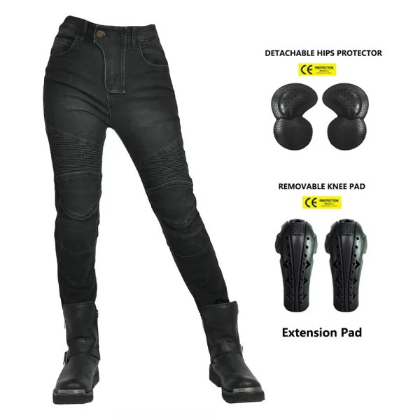 2024 New Motorcycle Jeans Women Upgrade Silicone Protector Detachable Casual Fashion Racing Road Rider Four Seasons Moto Pants
