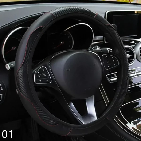 Car Steering Wheel Cover Breathable Anti Slip PU Leather Steering Covers Suitable 37-38cm Auto Decoration Car Accessories