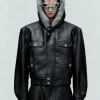 American Style Men's Padded Jackets PU Leather Faux Fur Fleece Thickened Solid Color Loose Male Hooded Warm Coats Tide