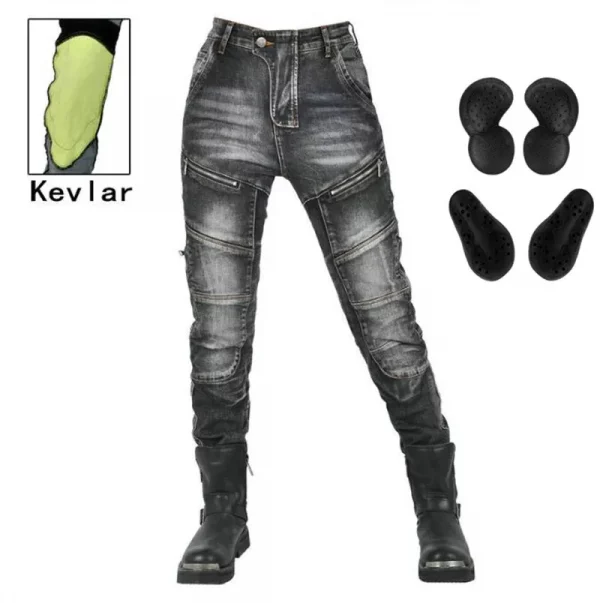 Womens zipper pants Motorcycle jeans Men's high elastic motorcycle riding rider pants Racing pants with protective