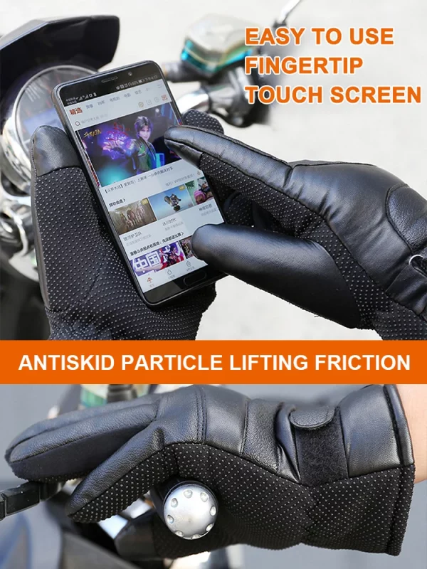 USB Thermal Heated Gloves Waterproof Hand Warmers PU Leather Heating Gloves Soft Winter Outdoor Warm Gloves for Off Road Skiing
