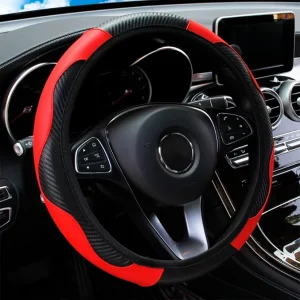 Car Steering Wheel Cover Breathable Anti Slip PU Leather Steering Covers Suitable 38cm