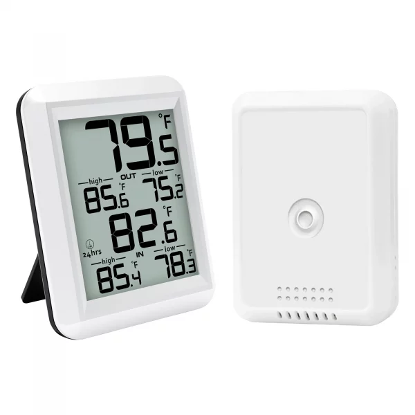 Sf8154852a8794db39bba63b5a8dd524dA.webp Smart Wireless Digital Thermometer- Indoor/Outdoor Temp Monitor with Min/Max Records 100m Range Wall Mountable for Home Office