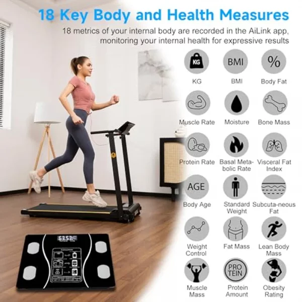 Intelligent, simple and practical Rechargeable mobile digital scale, connected to APP, displaying BMI, body fat and muscle mass