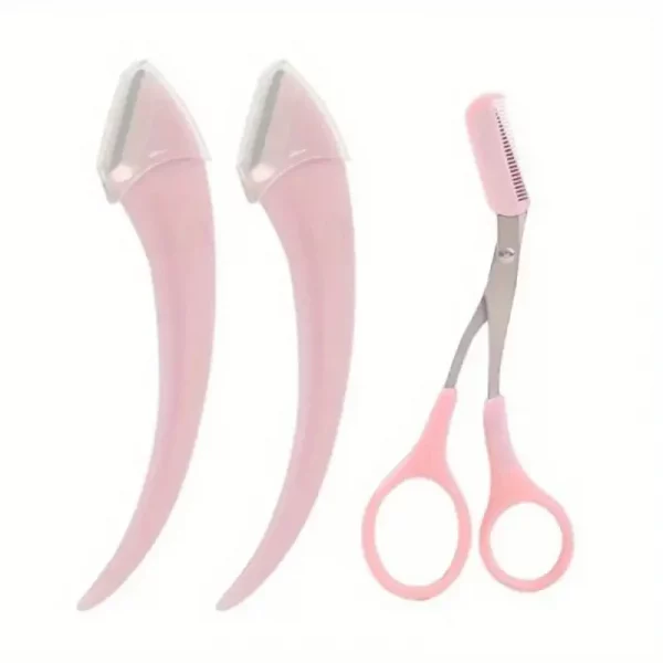 Eyebrow Trimmer Set, Curved Eyebrow Razor, Eyebrow Scissors With Comb, Convenient Easy Beauty Tools For Beginners