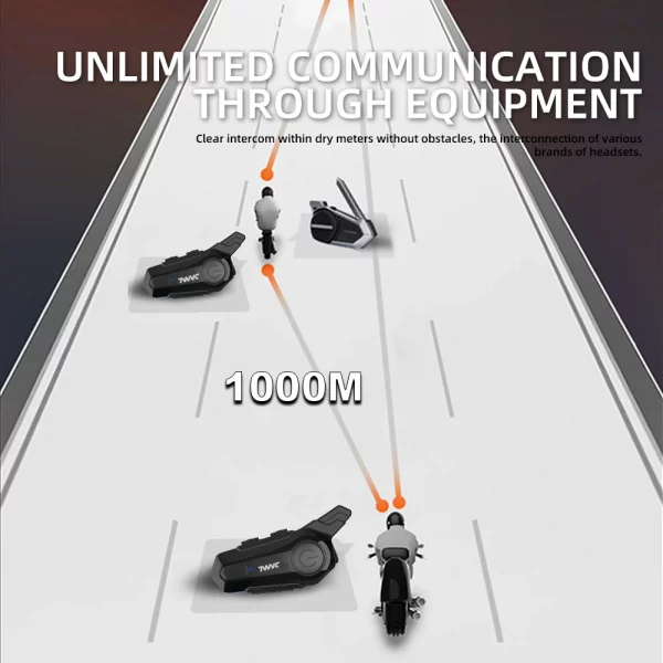 1/2 X1 Bluetooth Motorcycle Helmet Intercom Headset For 2 Rider 1000M intercomunicador Moto Interphone Wireless Handsfree Call