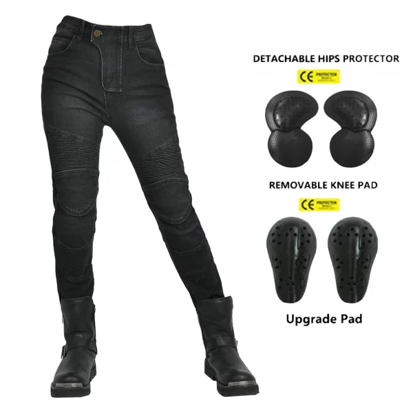 2024 New Motorcycle Jeans Women Upgrade Silicone Protector Detachable Casual Fashion Racing Road Rider Four Seasons Moto Pants