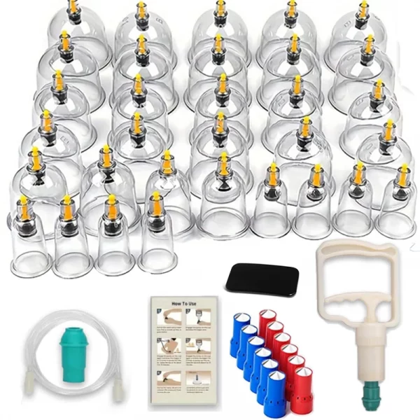 32 Pcs Vacuum Cupping Body Massager Suction Cups Jar Set Plastic Vacuum Suction Therapy Cupping Set Cans for Shoulder Massage