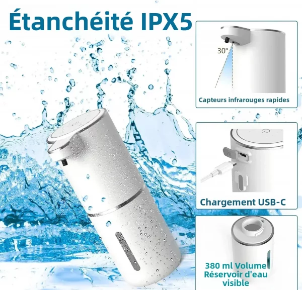 Distributeur Savon Automatique Sans Contact USB Rechargeable