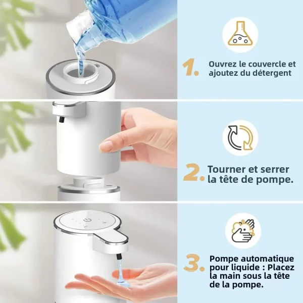 Distributeur Savon Automatique Sans Contact USB Rechargeable