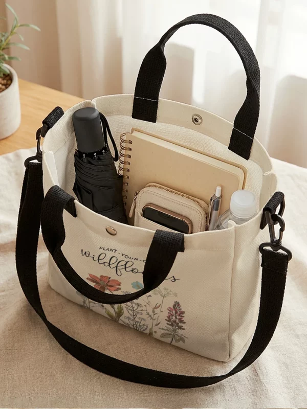 S04c77a1ccaa344208a1bfe33b0d441bf8.webp Sac fourre-tout en toile à motif floral « Plant Yo