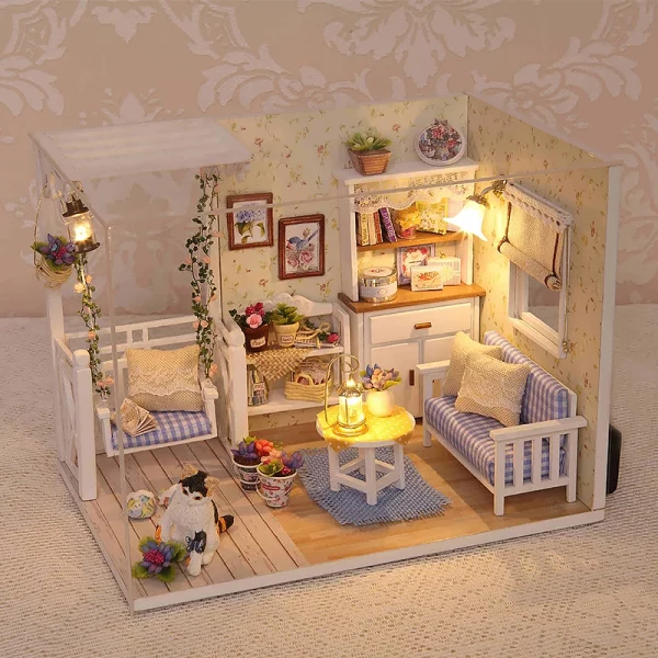 S0745e7b6b1194d789986e2e2688fea04x.webp Mini maison de poupée chaton, Puzzle 3D, Kit de co