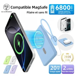 Batterie Externe MagSafe 6800 mAh Charge Sans Fil