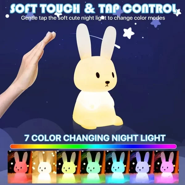 S173a4d5299154f76abbed0cf2b6b850eE.webp Lampe de nuit LED en silicone en forme de lapin, l