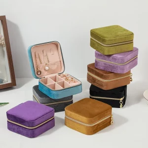 Boîte à bijoux en velours pour femmes, organiseur