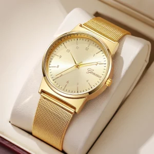 Montre à quartz avec bracelet en maille pour femme