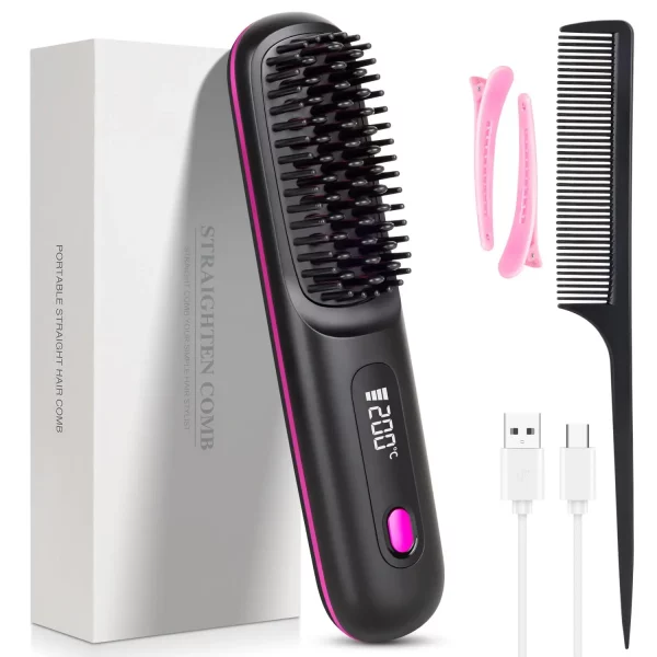 Brosse à lisser les cheveux Portable avec chargeur