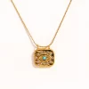 Collier pendentif carré en acier inoxydable plaqué