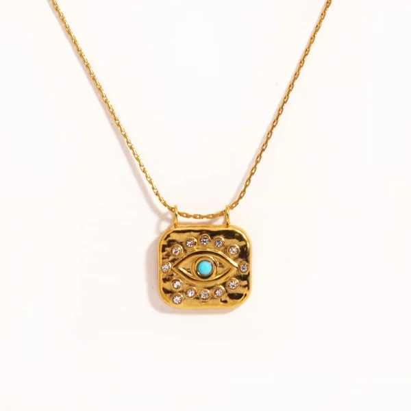 Collier pendentif carré en acier inoxydable plaqué