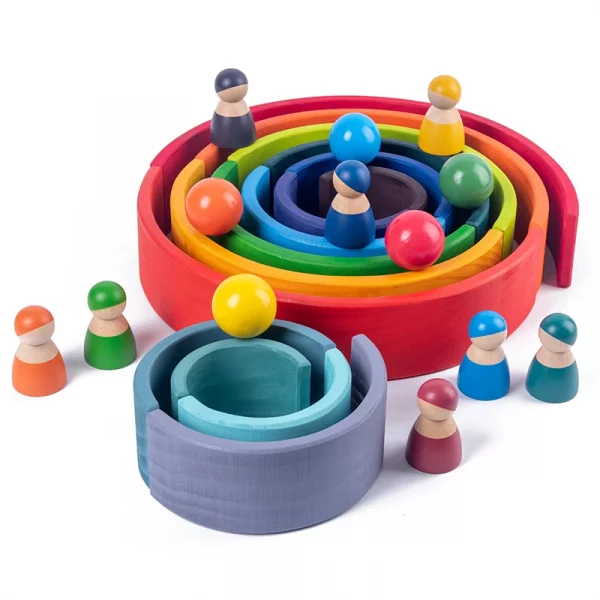 S4f03fa21647045a9b72ca44014ab5a5ae.webp Blocs Arc-en-ciel Montessori en Bois pour Enfants